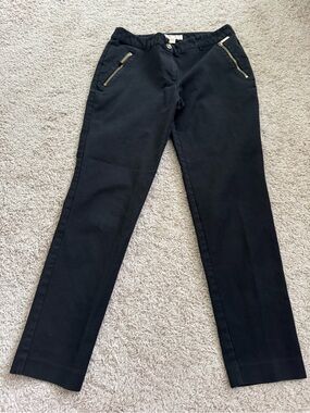 Michael Kors Black Straight-Leg Pants with Gold Zips